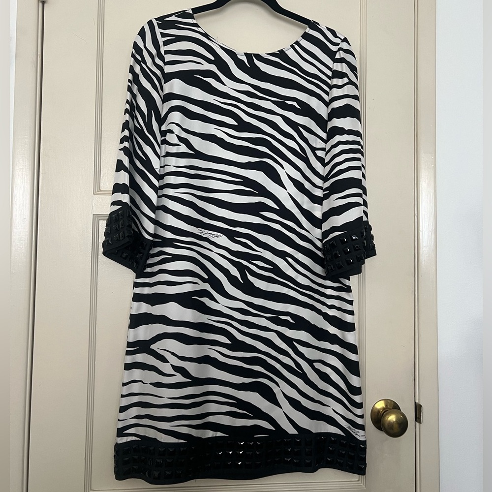 Michael Kors zebra dress, good condition, bejeweled sleeves and bottom, size s